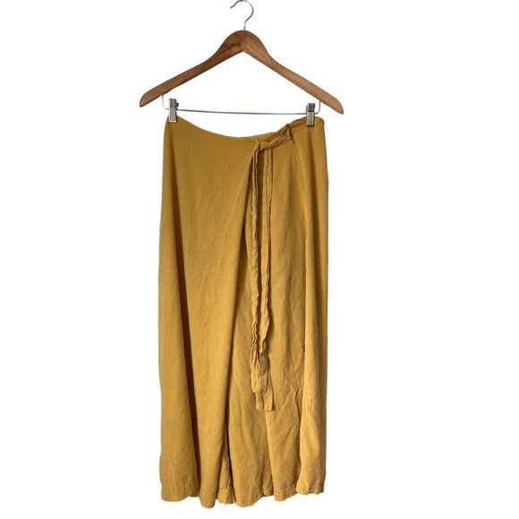Anthropologie Little Lies Yellow Flowy Wide Leg Pants Women’s M - Picture 1 of 6